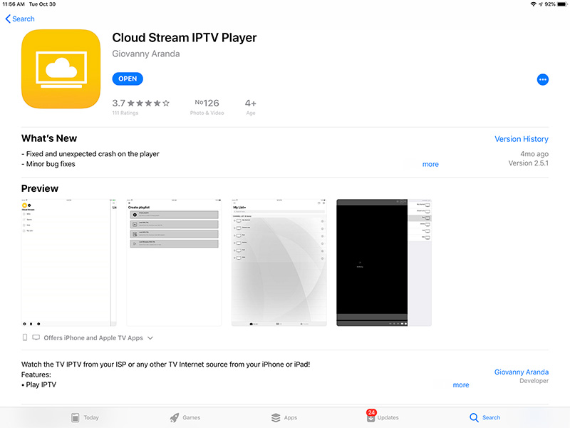 Cloud Stream IPTV aracılığıyla iOS'ta IPTV nasıl kurulur